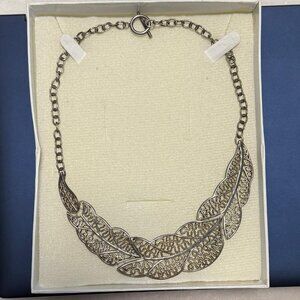 Mexican Silver Filigree Leaf Necklace